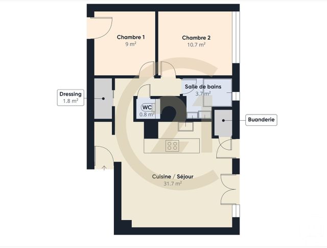 Appartement F3 à vendre - 3 pièces - 58,73 m2 - Yerres - 91 - ILE-DE-FRANCE